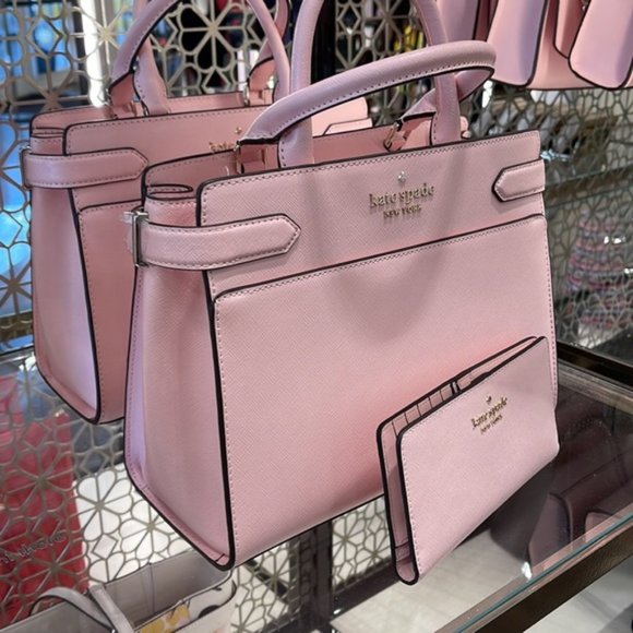 Kate Spade Staci Medium Satchel & Staci Large Slim Bifold Wallet Chalk Pink - Picture 9 of 16